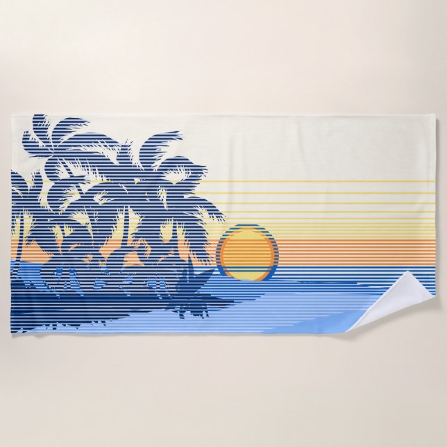 Toalla De Playa Big Sunset Stripe Hawaii Surfers - Azul (Anverso)