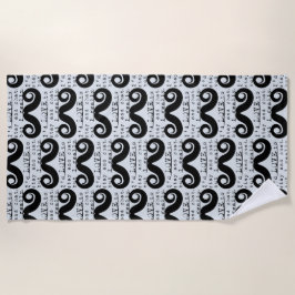 Toalla De Playa Bigote Divertido Humor Azul Gris Negro
