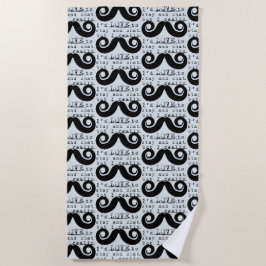 Toalla De Playa Bigote Divertido Humor Azul Gris Negro