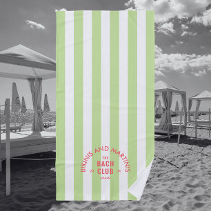 Toalla De Playa Bikinis y Martinis El Club Bach La Franja Verde