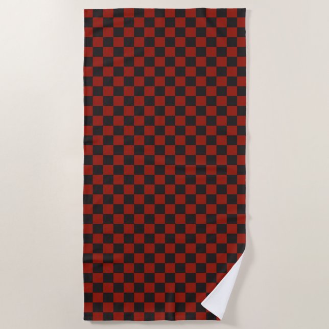 Toalla De Playa Black and Deep red checkerboard pattern (Anverso)