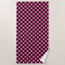 Toalla De Playa Black and pink checkerboard pattern