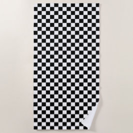 Toalla De Playa Black and white checkerboard pattern 