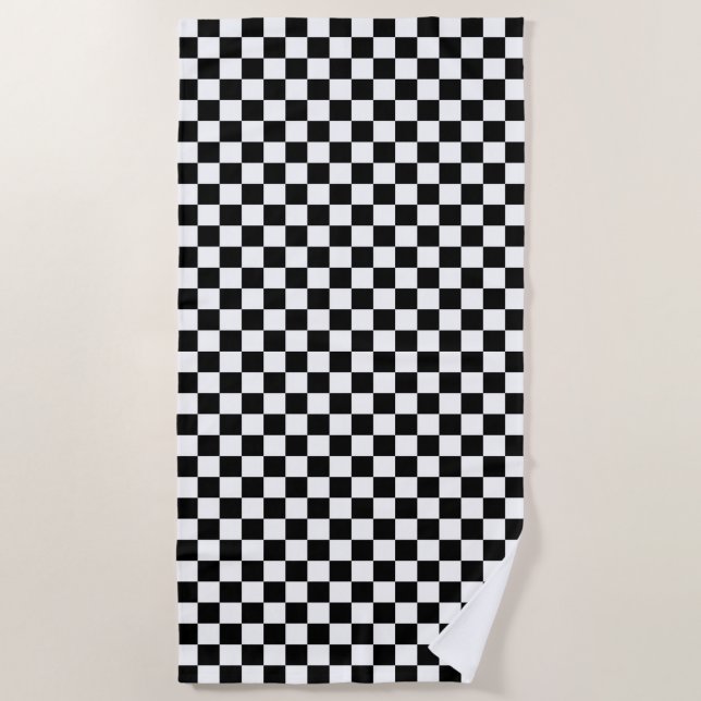 Toalla De Playa Black and white checkerboard pattern  (Anverso)