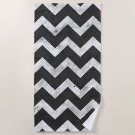 Toalla De Playa Black and white Rustic Chevron pattern