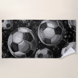 Toalla De Playa Black and White Soccer Ball Pattern – Bold Sports 