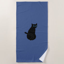 Toalla De Playa Black Cat with Blue Eyes Beach Towel Custom Colors