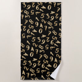 Toalla De Playa Black Gold Numbers Luxury Pattern Moda Accountant
