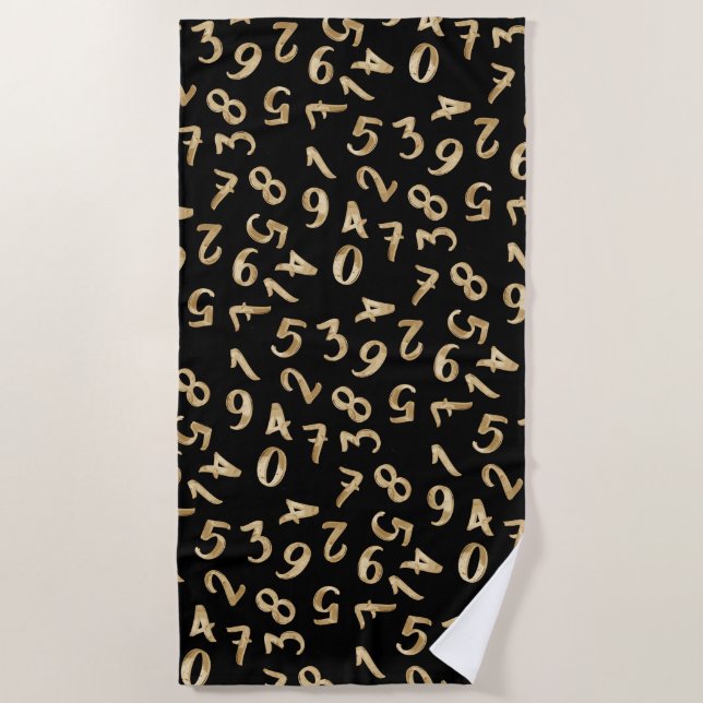 Toalla De Playa Black Gold Numbers Luxury Pattern Moda Accountant (Anverso)