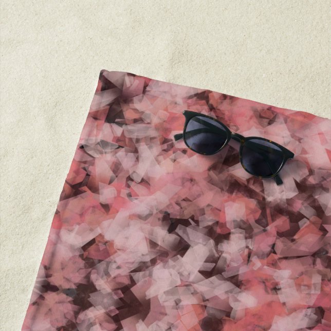 Toalla De Playa Black Gray Pink White Modern Geometric Abstract (In situ)