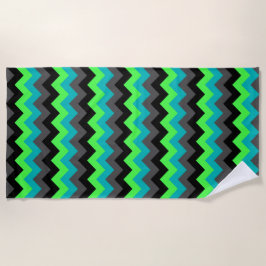 Toalla De Playa Black Green Ombre Chevrons Beach Towel