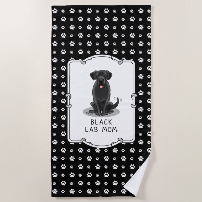Toalla De Playa Black Lab Mom (Labrador Retriever Mom) (Anverso)