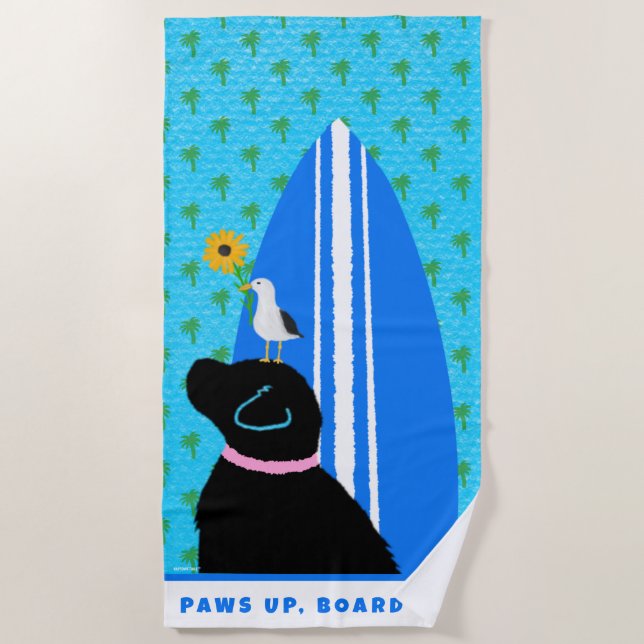 Toalla De Playa Black Lab Surf Dog Island Beach Towel (Anverso)