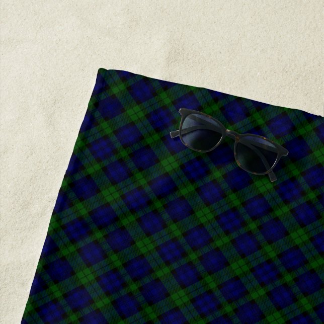 Toalla De Playa Black Watch Tartan Blue Green Plage (In situ)