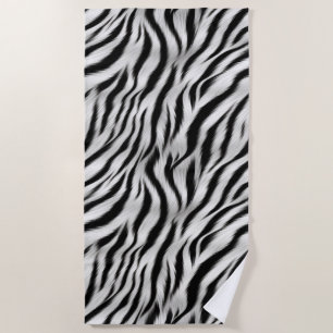 Toalla De Playa Black White Zebra Print Animal