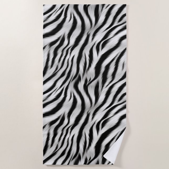 Toalla De Playa Black White Zebra Print Animal (Anverso)