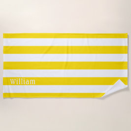 Toalla De Playa Blanco amarillo soleado | Bandas de Cabana Persona
