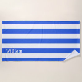 Toalla De Playa Blanco azul de la marina | Bandas de Cabana Person