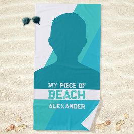 Toalla De Playa Blanco azul mi pieza de playa geométrica moderna