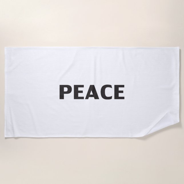 Toalla De Playa Blanco negro de paz simple (Anverso)