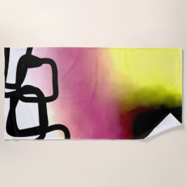 Toalla De Playa Blockchain: Resumen rosa, amarillo, negro y blanco