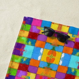 Toalla De Playa Bloques de color de fondo de arte pop