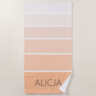 Toalla De Playa Bloques de color Peach Fuzz | Nombre elegante