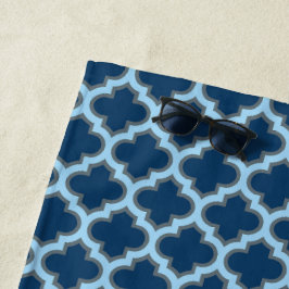 Toalla De Playa Blue and Baby Blue Trellis, Lattice, Quatrefoil
