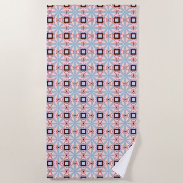 Toalla De Playa Blue and pink hues geometric patterned  (Anverso)