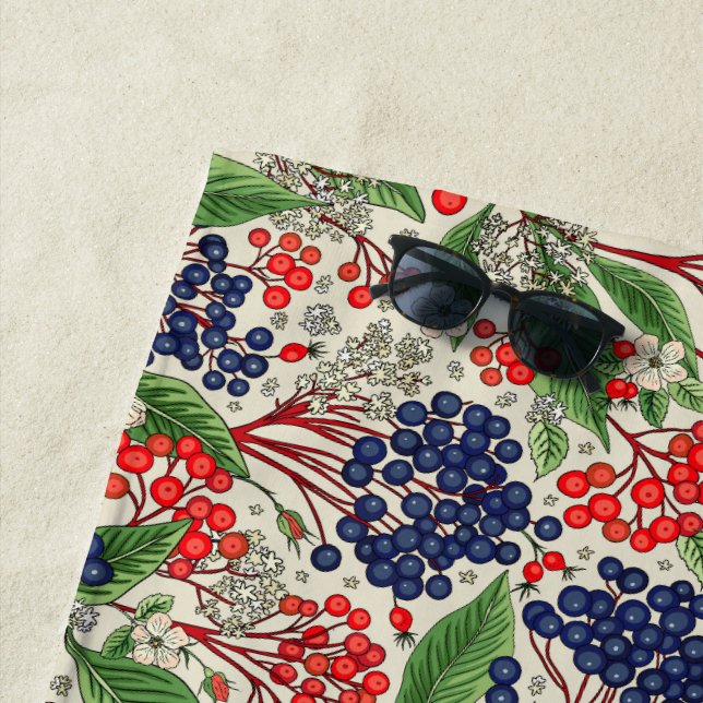 Toalla De Playa Blue and Red Berries de Japón (In situ)