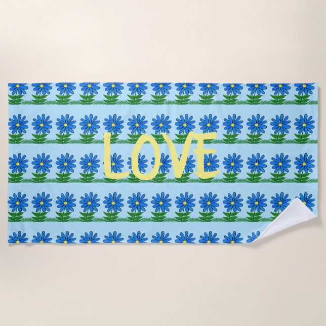 Toalla de playa Blue Daisies (Anverso)