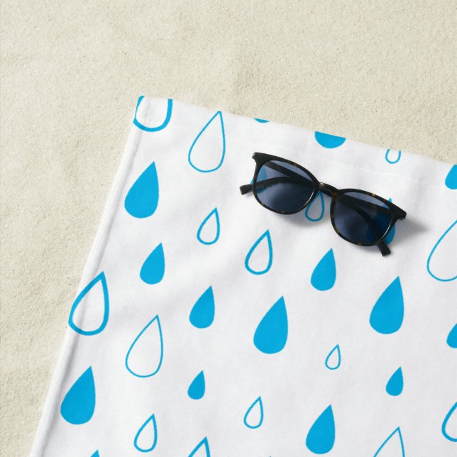 Toalla De Playa Blue drops water Minimalist Modern. (In situ)