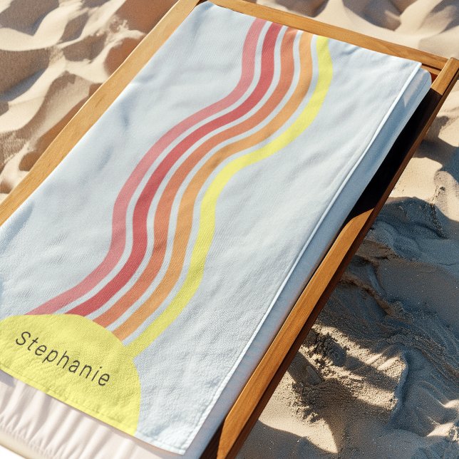 Toalla De Playa Blue Groovy Lines Beach Sunrise (Subido por el creador)