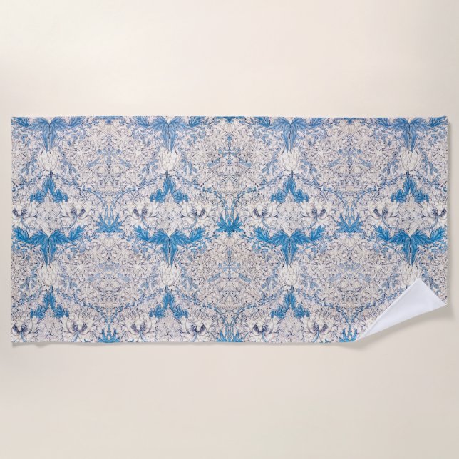 Toalla De Playa Blue Honeysuckle (por William Morris) (Anverso)