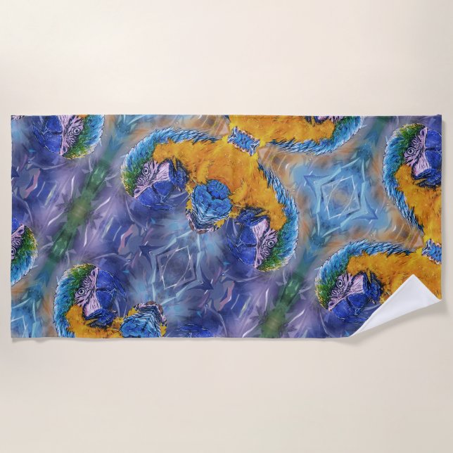 Toalla De Playa Blue Macaw Playage Parrot Artsy (Anverso)