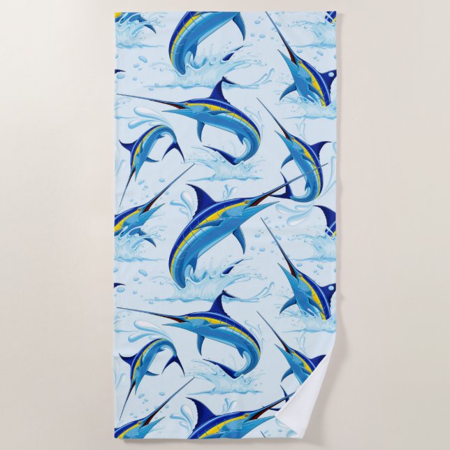 Toalla De Playa Blue Marlin Jumping out of Ocean (Anverso)