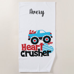 Toalla De Playa Blue Monster Truck Heart Crusher Valentine