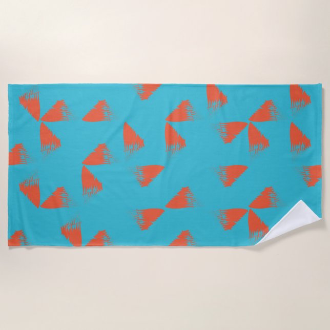 Toalla De Playa Blue, orange, vibrant, trendy geometric pattern (Anverso)