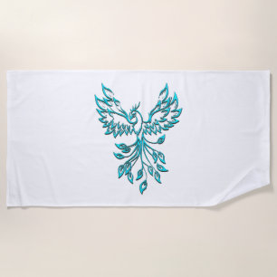 Toalla De Playa Blue Phoenix Rising en Blanco
