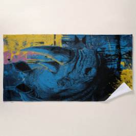 Toalla De Playa Blue Rhino Urban Street Art Illustration