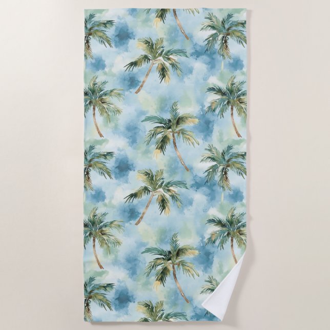 Toalla De Playa Blue Skies Tropical Island Palm Trees   (Anverso)