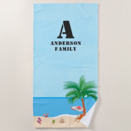 Toalla De Playa Blue Sky, Initials, Name and Beach Life