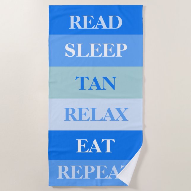 Toalla De Playa Blue Stripes Funny Text (Anverso)