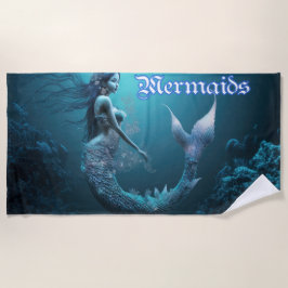 Toalla De Playa Blue Swimming Mermaid