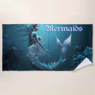 Toalla De Playa Blue Swimming Mermaid