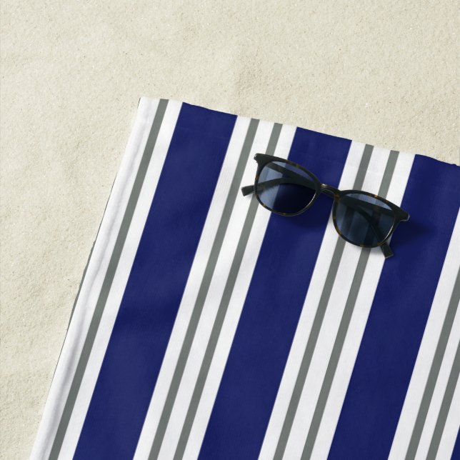 Toalla De Playa Blue white gray beach bathroom coastal (In situ)