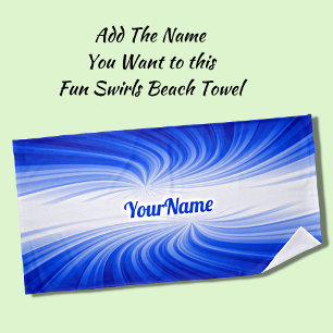 Toalla De Playa Blue & White Swirls y añada su nombre a esto
