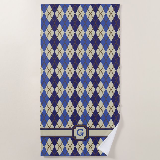 Toalla de playa Blueberry Scone Argyle (Anverso)