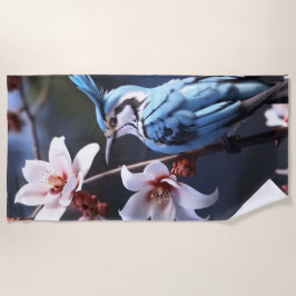 Toalla De Playa Bluejay y Flores