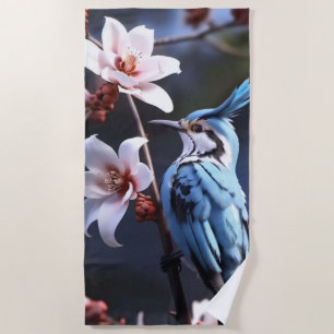 Toalla De Playa Bluejay y Flores